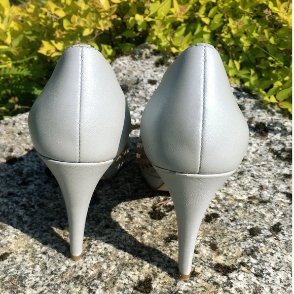 Sacha London Designer Perforated Blue Gray Pumps - Picture 6 of 7